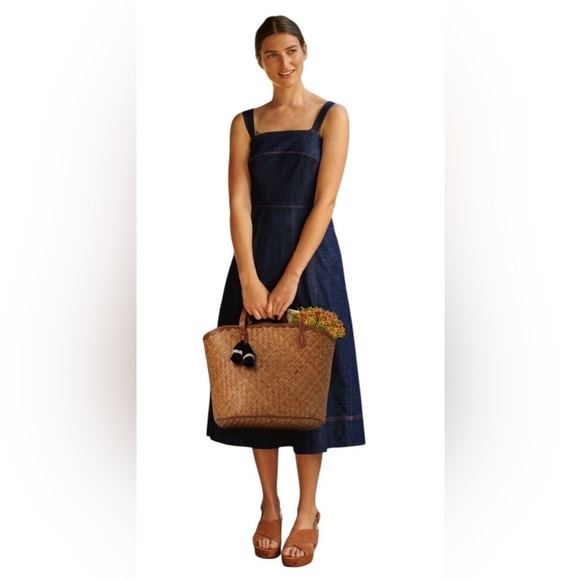 Boden Virginie midi a-line dark denim dress size 8P - Picture 1 of 11